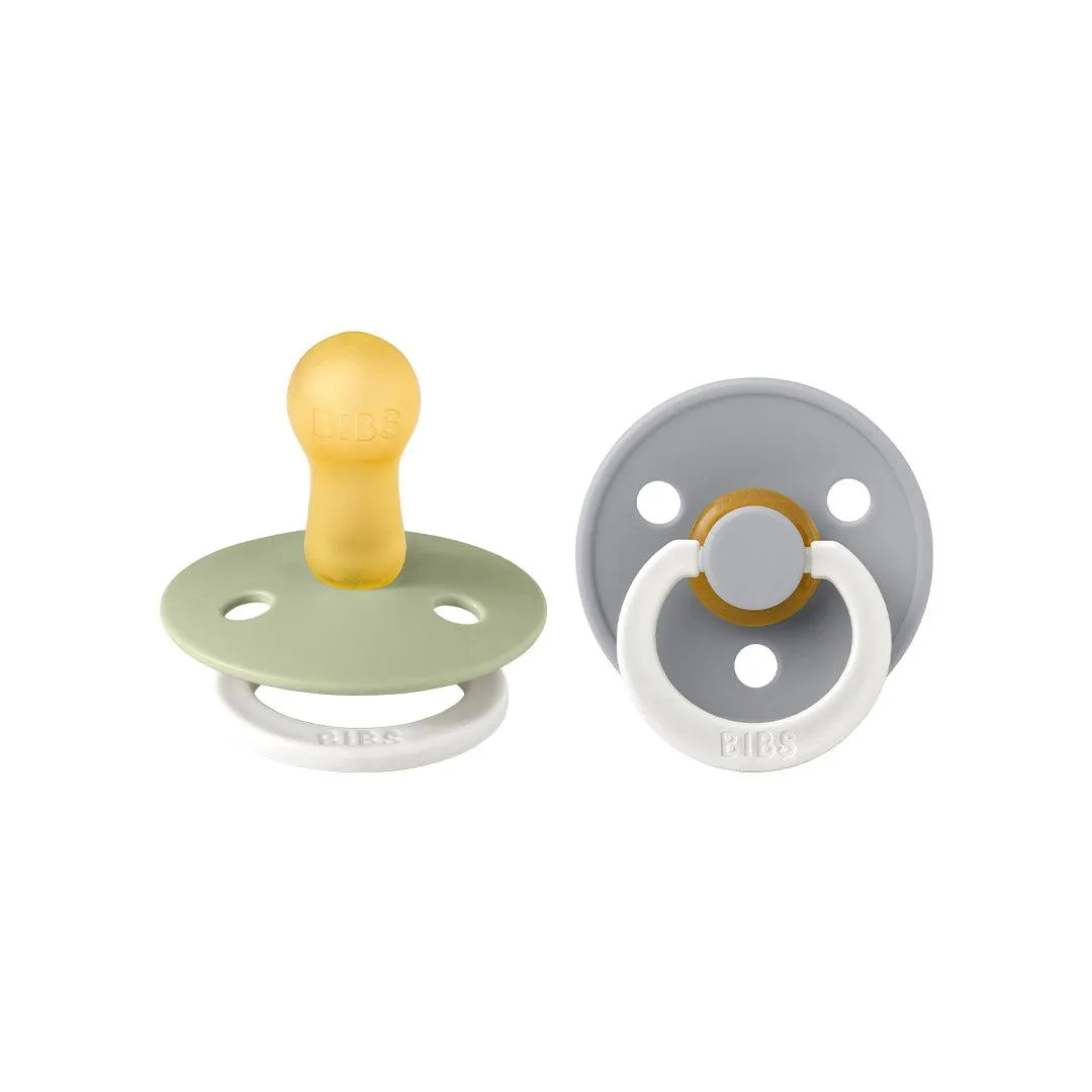 BIBS Colour GLOW Latex Pacifiers - Sage   Cloud - 2 Pack