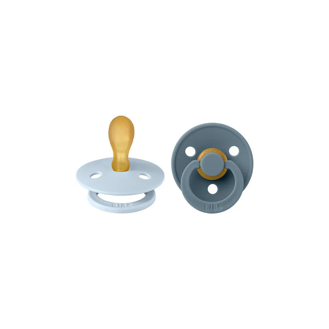BIBS Colour Symmetrical Pacifier - 2 Pack - Blue/Petrol - Latex