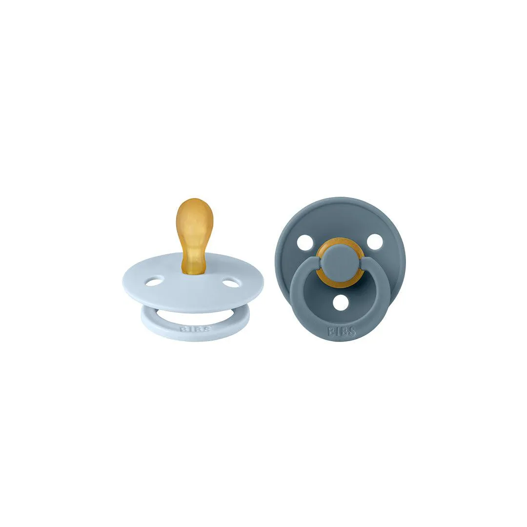 BIBS Colour Symmetrical Pacifier - 2 Pack - Blue/Petrol - Latex