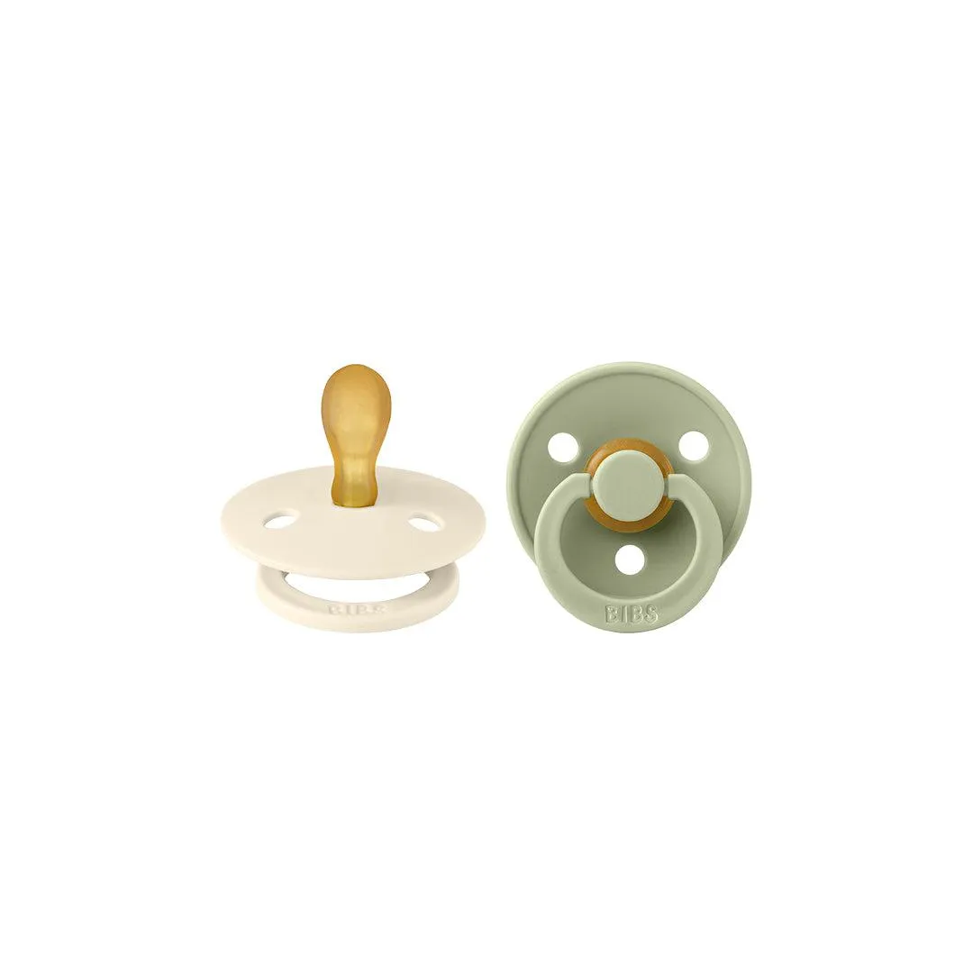 BIBS Colour Symmetrical Pacifier - 2 Pack - Ivory/Sage - Latex