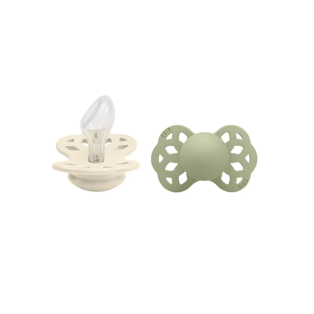 BIBS Infinity Anatomical Pacifier - 2 Pack - Ivory/Sage - Silicone