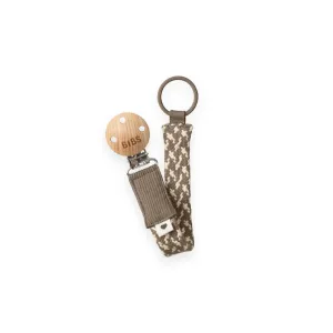 BIBS Paci Braid Pacifier Clip - Dark Oak   Vanilla
