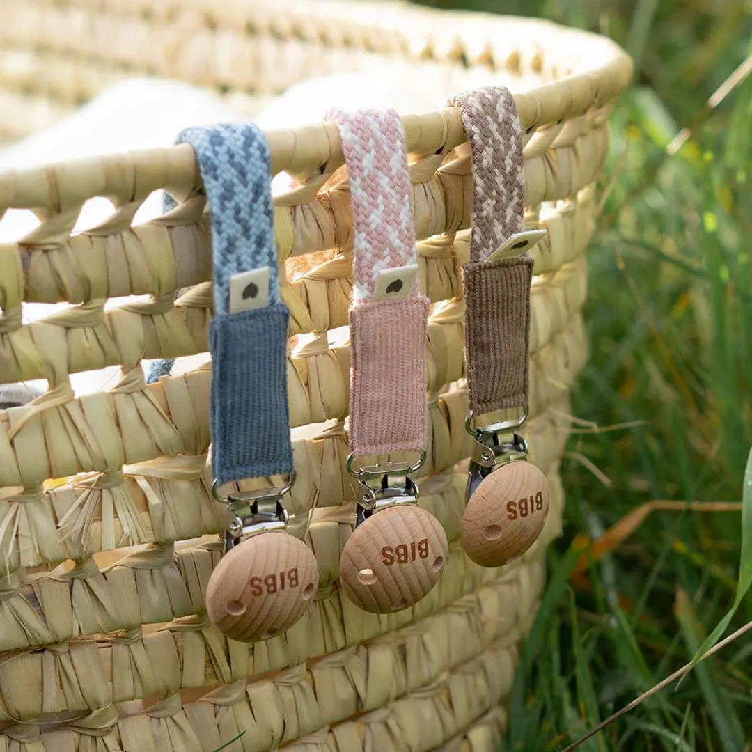 BIBS Paci Braid Pacifier Clip - Sand   Ivory