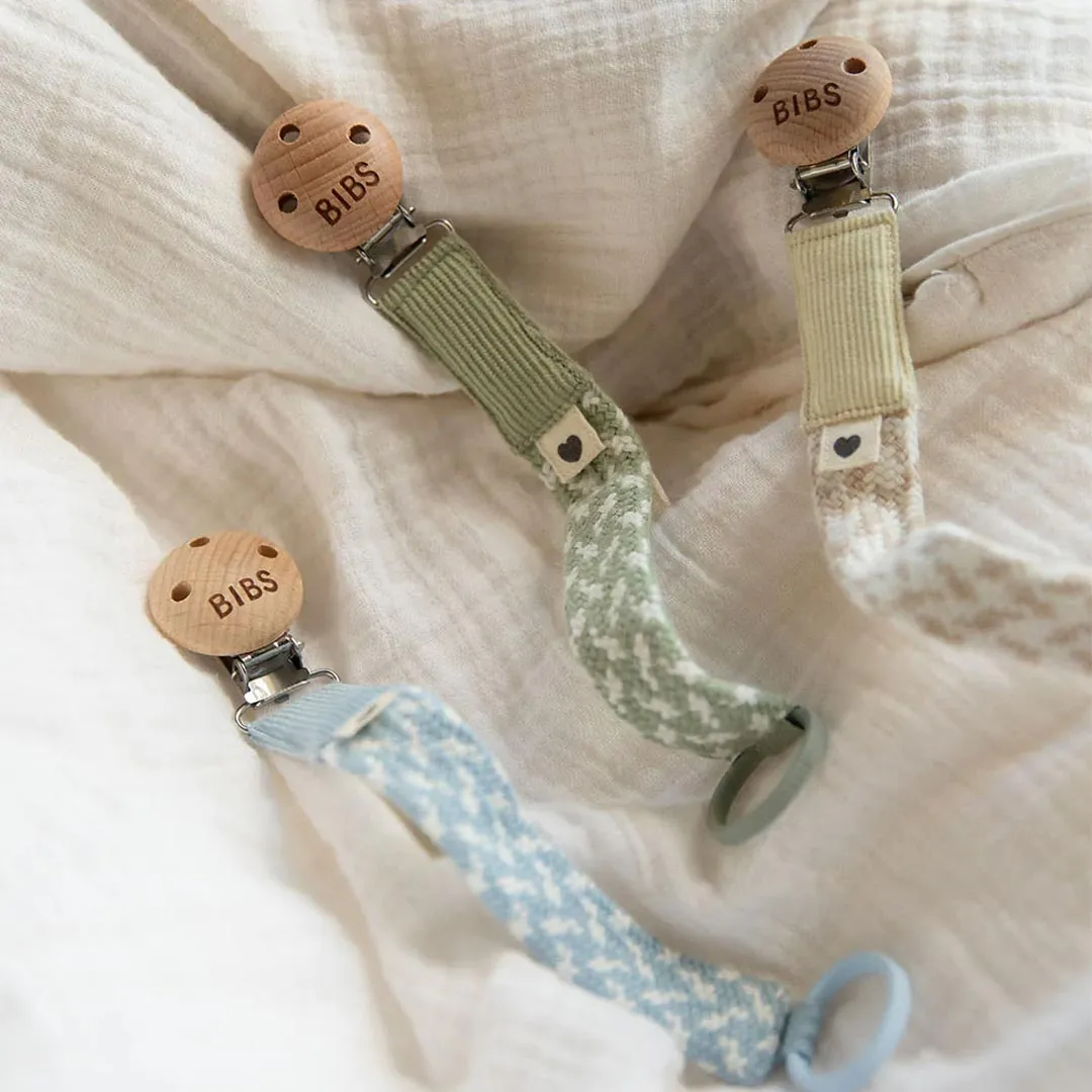 BIBS Paci Braid Pacifier Clip - Sand   Ivory