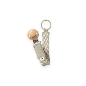 BIBS Paci Braid Pacifier Clip - Sand   Ivory