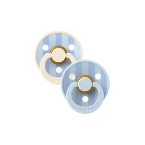 BIBS Studio Block Latex Pacifier - 2 Pack - Baby Blue Dusty Blue Mix