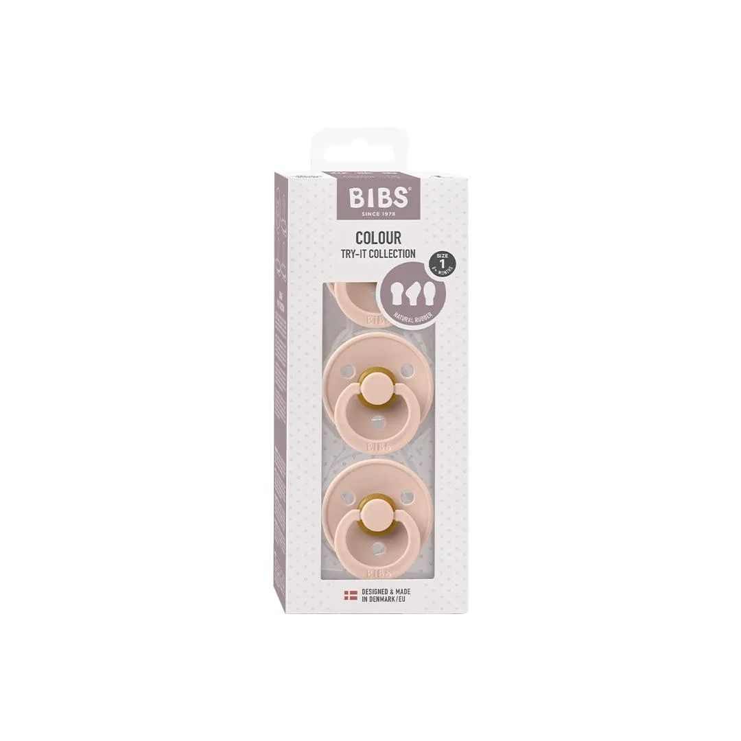 BIBS Try-It Colour Pacifiers - 3 Pack - Blush