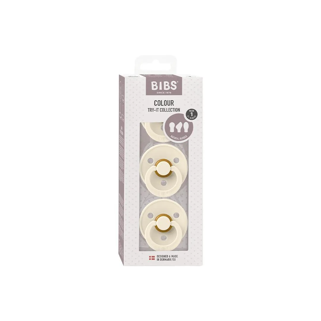 BIBS Try-It Colour Pacifiers - 3 Pack - Ivory