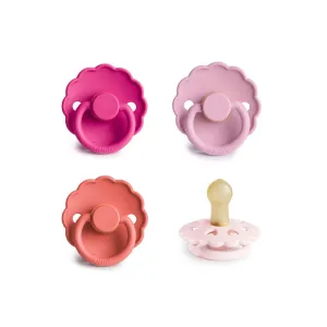 FRIGG Daisy Latex Pacifier - 4 Pack - Rosy Romance