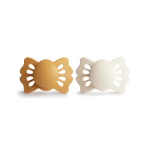 FRIGG Lucky Symmetrical Silicone Pacifier - 2 Pack - Honey Gold/Cream