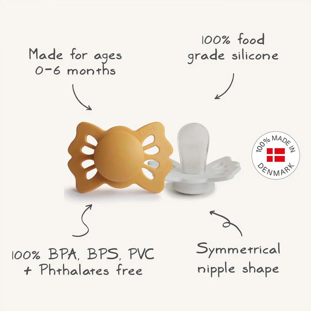 FRIGG Lucky Symmetrical Silicone Pacifier - 2 Pack - Silky Satin/Cream