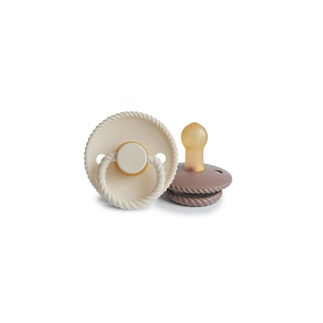 FRIGG Rope Latex Pacifier - 2 Pack - Cream - Sepia