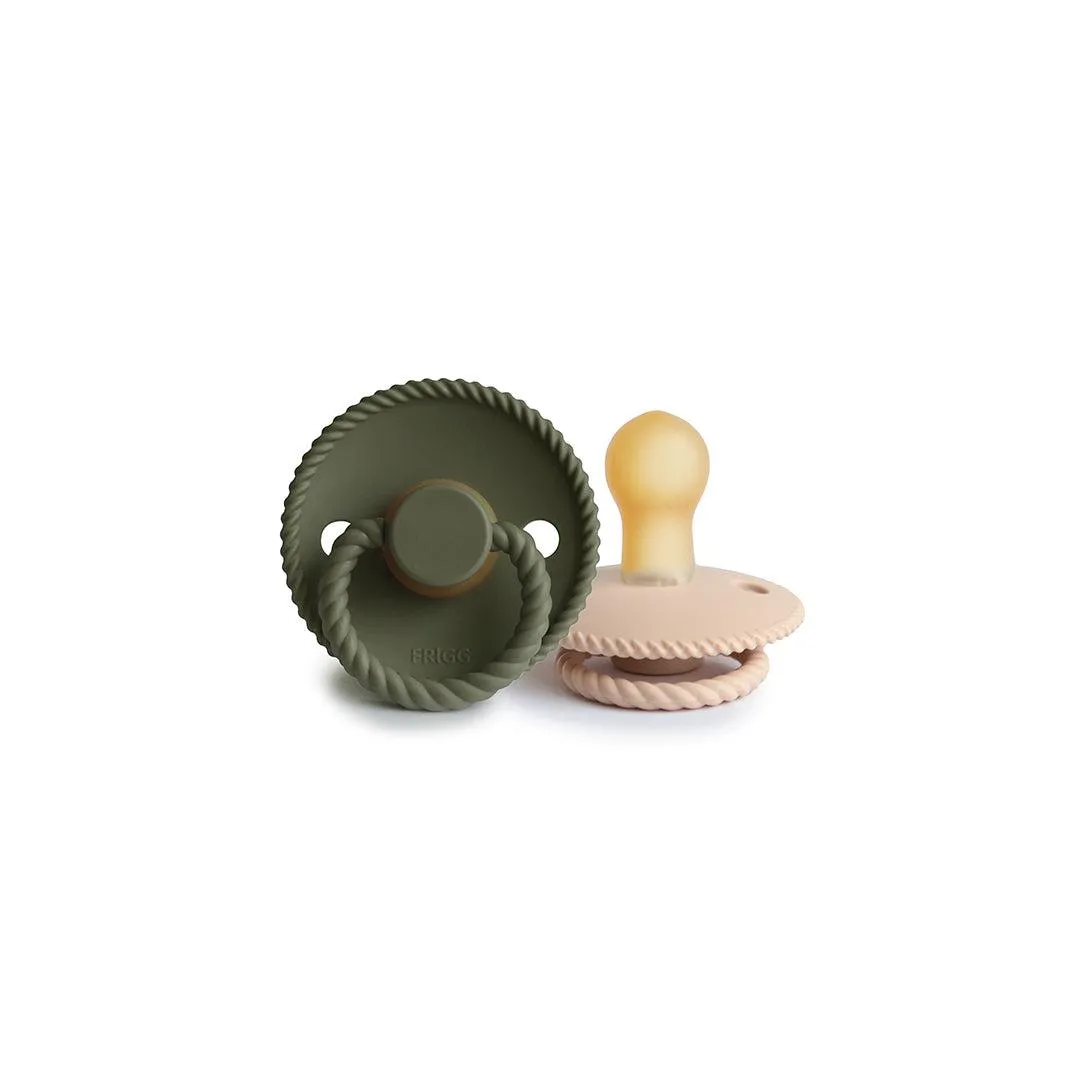 FRIGG Rope Latex Pacifier - 2 Pack - Croissant - Olive