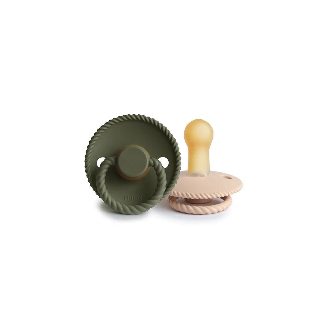 FRIGG Rope Latex Pacifier - 2 Pack - Croissant - Olive