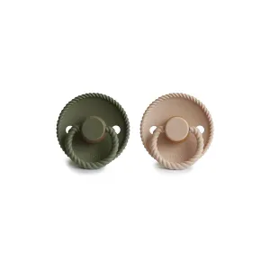 FRIGG Rope Latex Pacifier - 2 Pack - Croissant - Olive