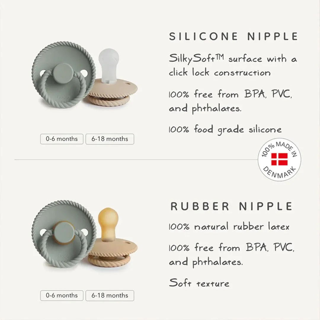 FRIGG Rope Latex Pacifier - 2 Pack - French Gray/Silver Gray
