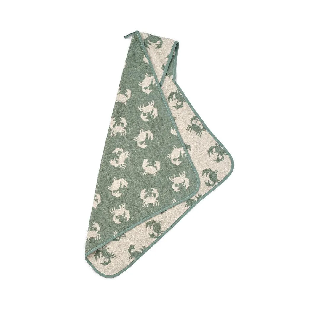 Liewood Alba Yarn Dyed Hooded Baby Towel - Crab / Sandy