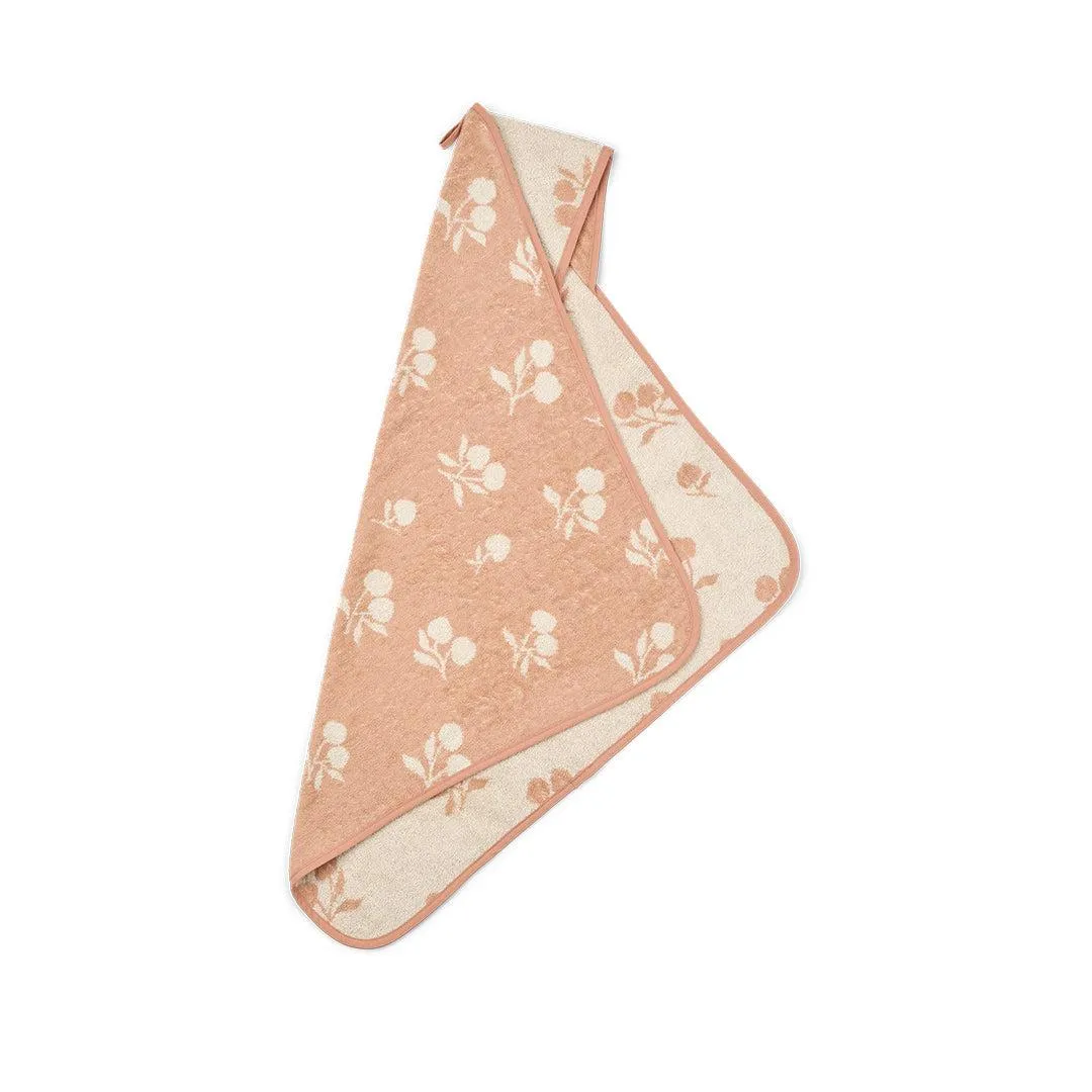 Liewood Alba Yarn Dyed Hooded Baby Towel - Peach / Sea Shell