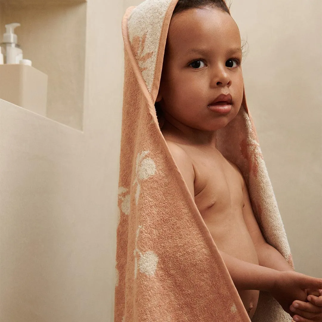 Liewood Alba Yarn Dyed Hooded Baby Towel - Peach / Sea Shell