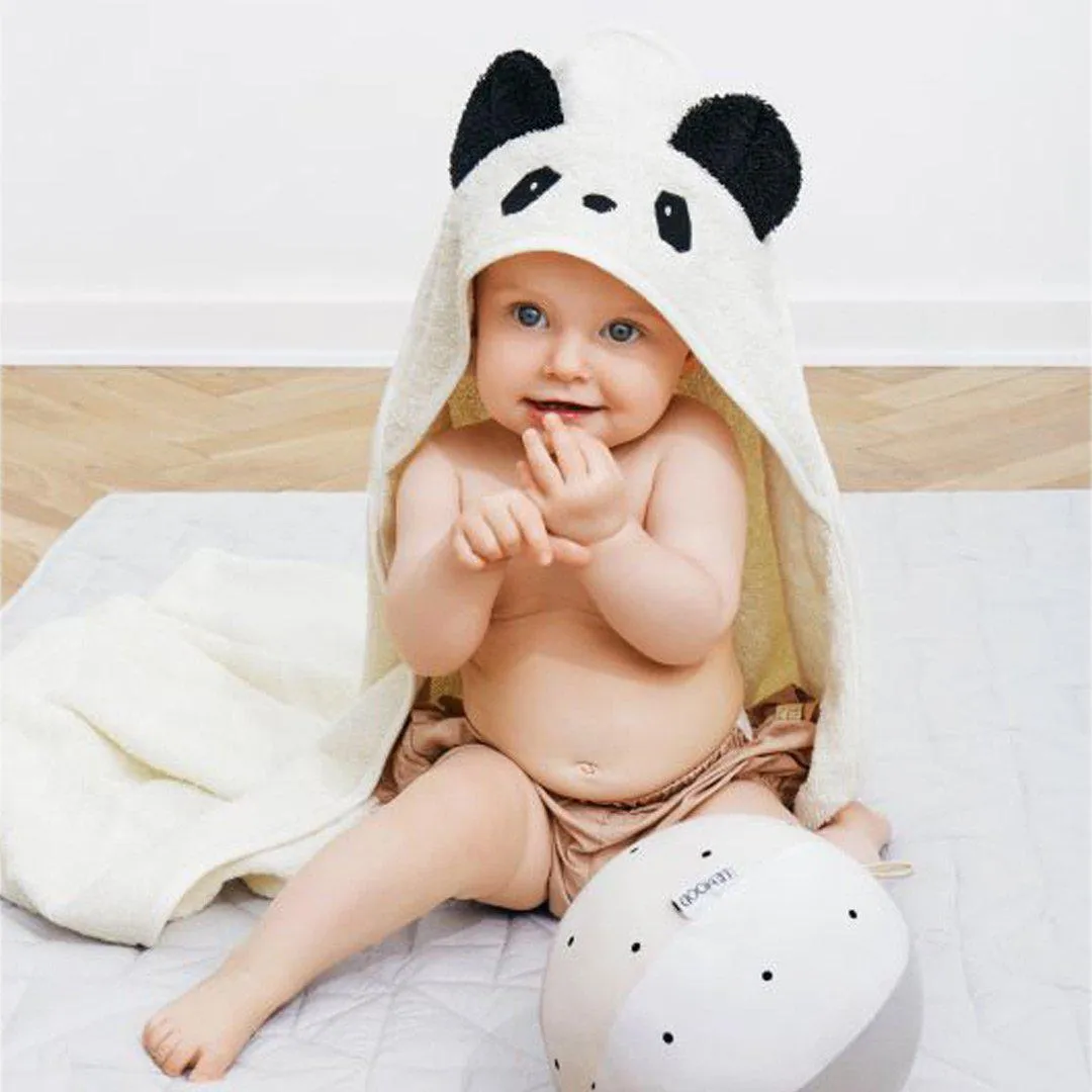 Liewood Albert Hooded Baby Towel - Panda - Creme de la Creme