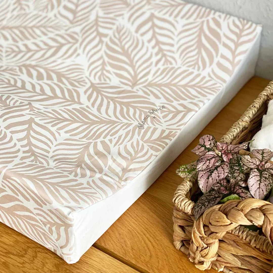 Mama Shack Anti Roll Changing Mat - Linear Leaf / Blush Pink