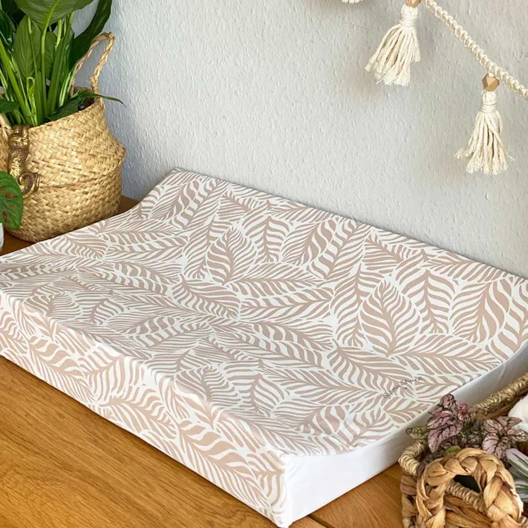 Mama Shack Anti Roll Changing Mat - Linear Leaf / Blush Pink