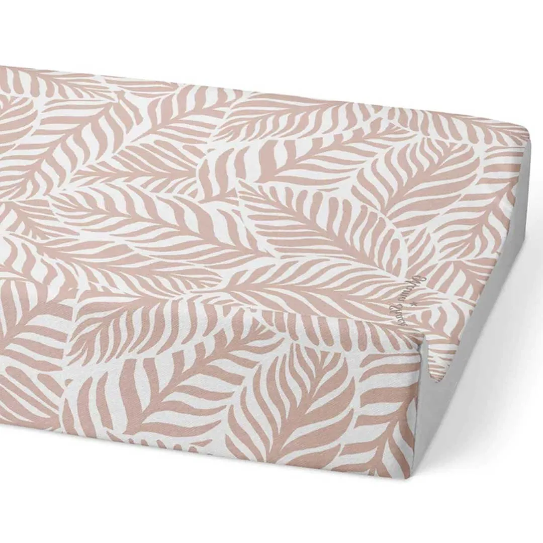 Mama Shack Anti Roll Changing Mat - Linear Leaf / Blush Pink