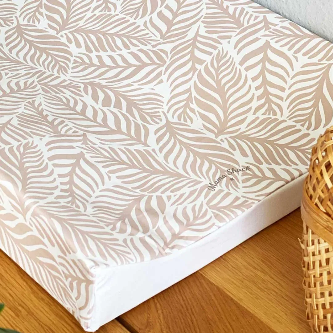 Mama Shack Anti Roll Changing Mat - Linear Leaf / Blush Pink