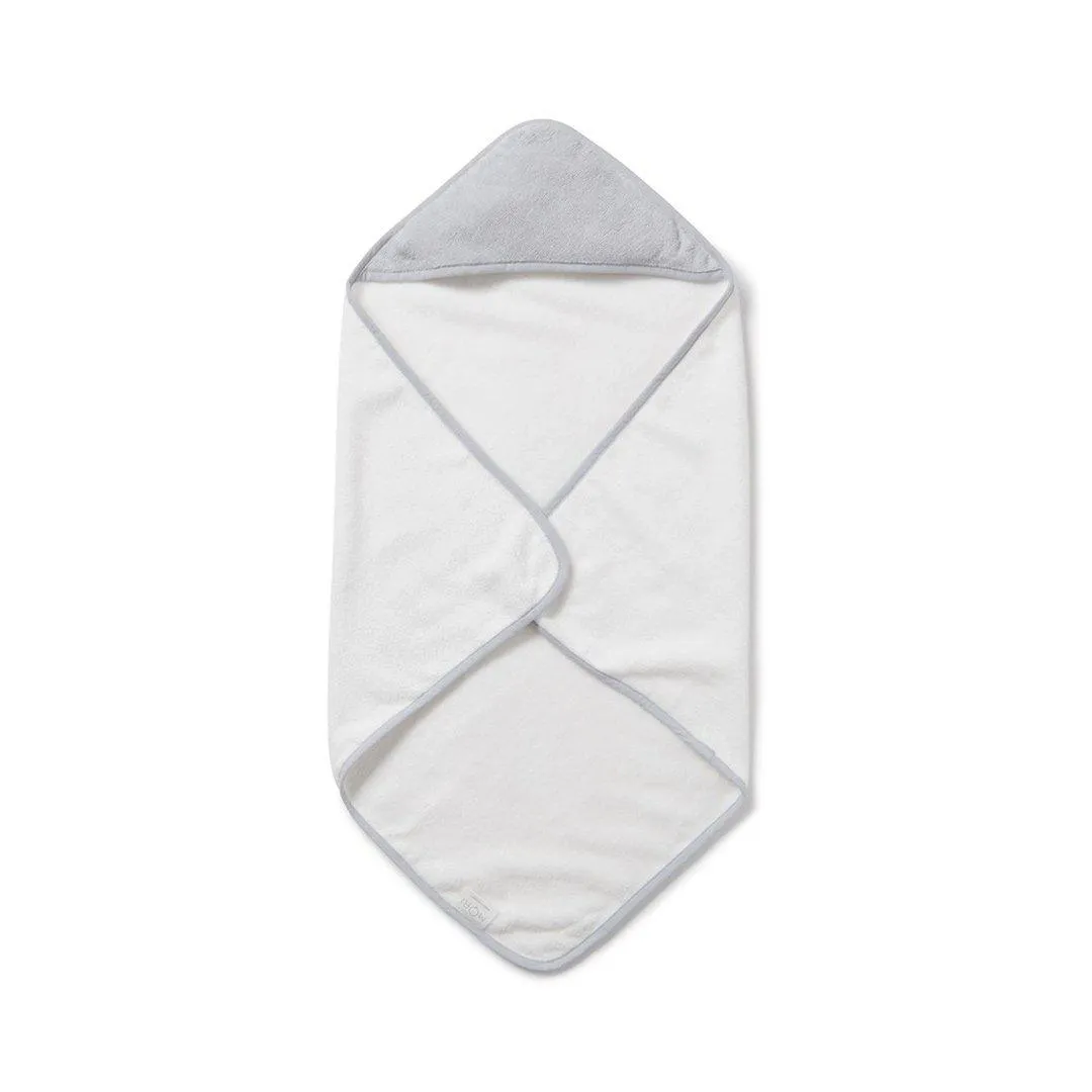 MORI Hooded Baby Bath Towel - White   Grey
