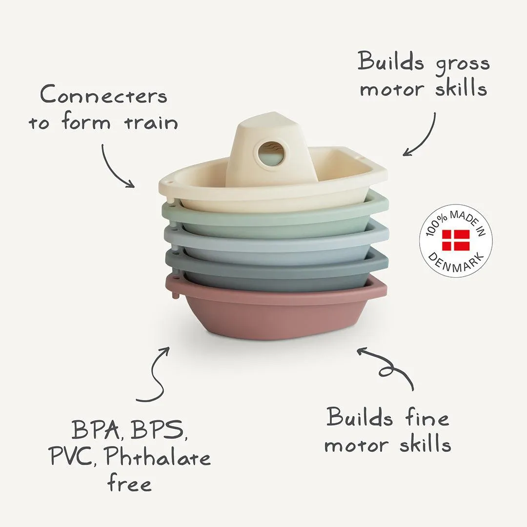 Mushie Bath Play Set - Boats Petal